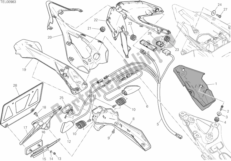 Todas las partes para 27a - Soporte De Matrícula - Luz Trasera de Ducati Superbike 1299 ABS 2017